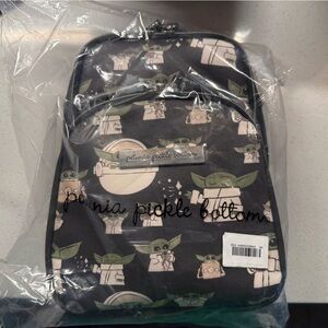 Petunia Pickle Bottom Black Mini Backpack with Green & Cream Grogu Print